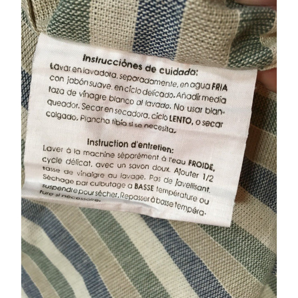 Park B Smith Blue Green Cream Block Plaid Std Shams (2) Linen-Look Cotton - Picture 10 of 10